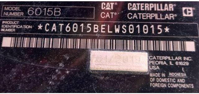 2019 Caterpillar 6015B crawler excavator identification plate