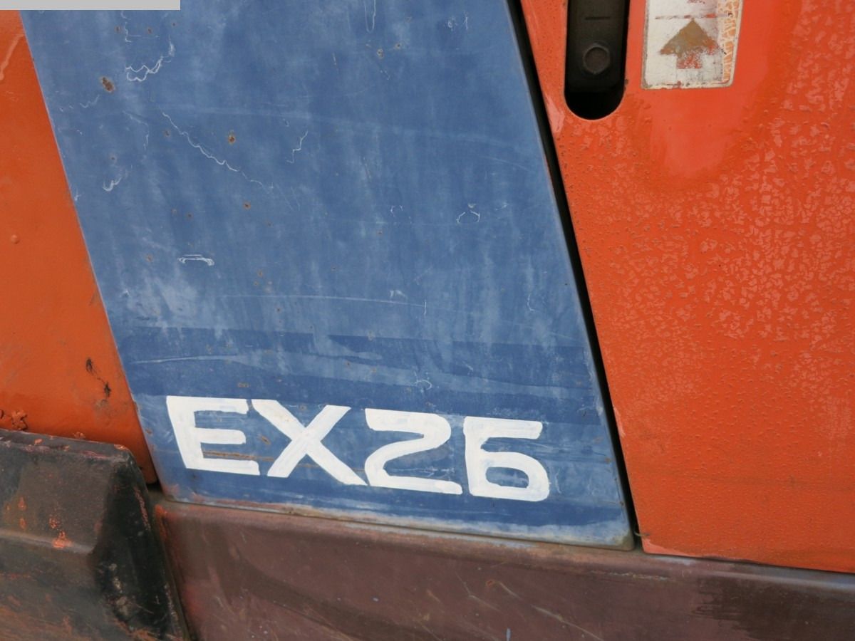 Hitachi EX26 mini excavator model decal close-up Hitachi EX26 mini excavator model decal close-up