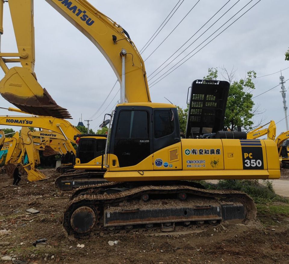 Komatsu PC350 crawler excavator, side profile view