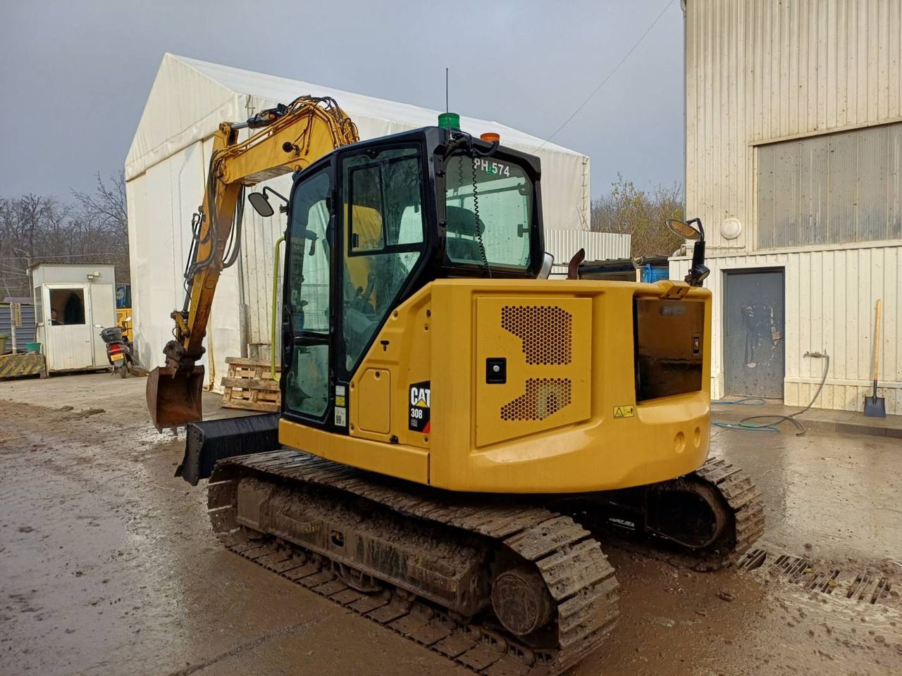 2019 Caterpillar 308 crawler excavator, rear three-quarter view 2019 Caterpillar 308 crawler excavator, rear three-quarter view