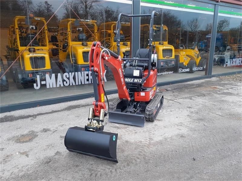 Mole M12 mini excavator, front three-quarter view