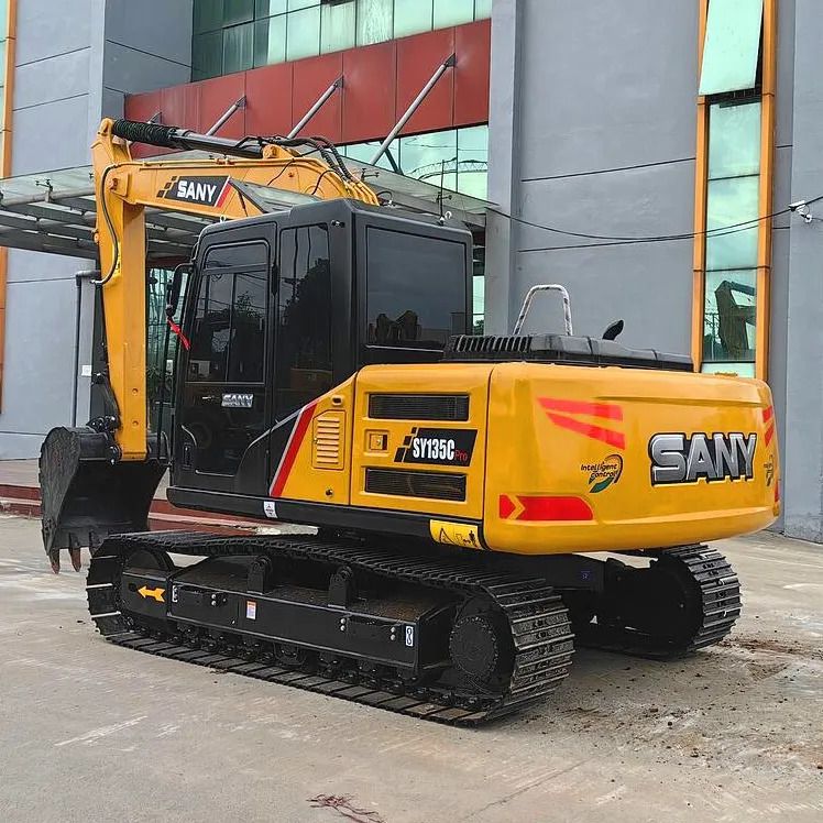 2026 Sany SY135C Pro crawler excavator, rear three-quarter view 2026 Sany SY135C Pro crawler excavator, rear three-quarter view