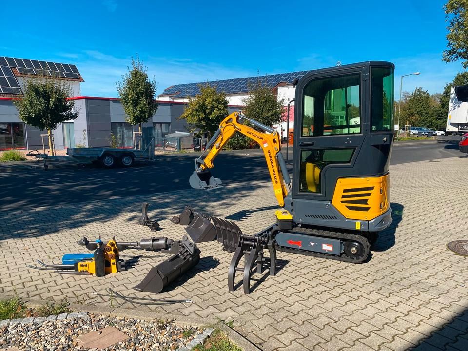 Kubota BK1250KSR mini excavator with accessory package, side view