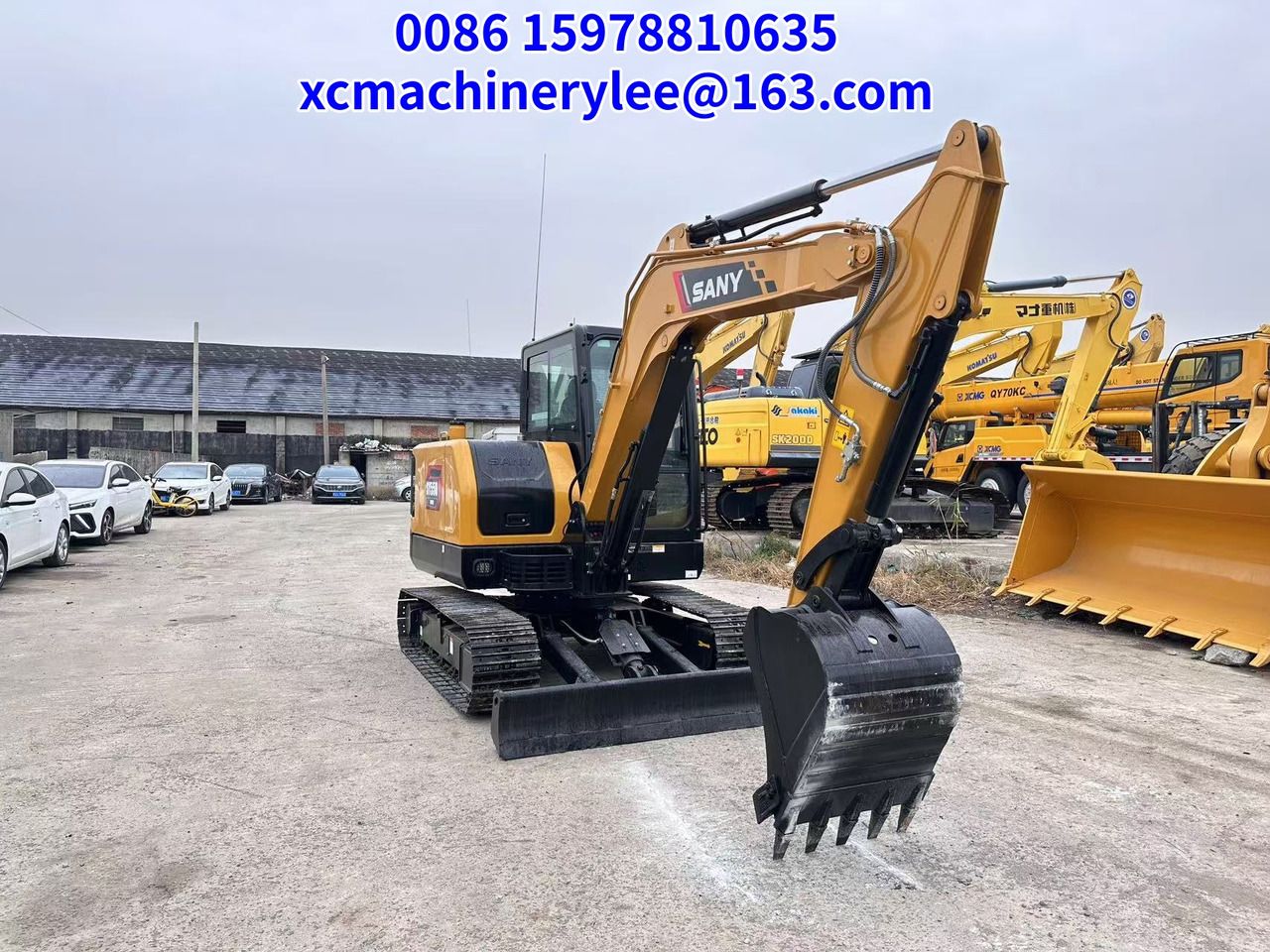 2024 Sany SY55U mini excavator, front three-quarter view