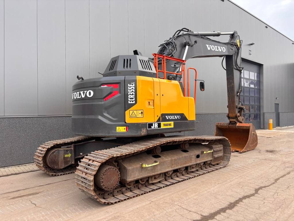 2018 Volvo ECR355EL crawler excavator, rear three-quarter view 2018 Volvo ECR355EL crawler excavator, rear three-quarter view