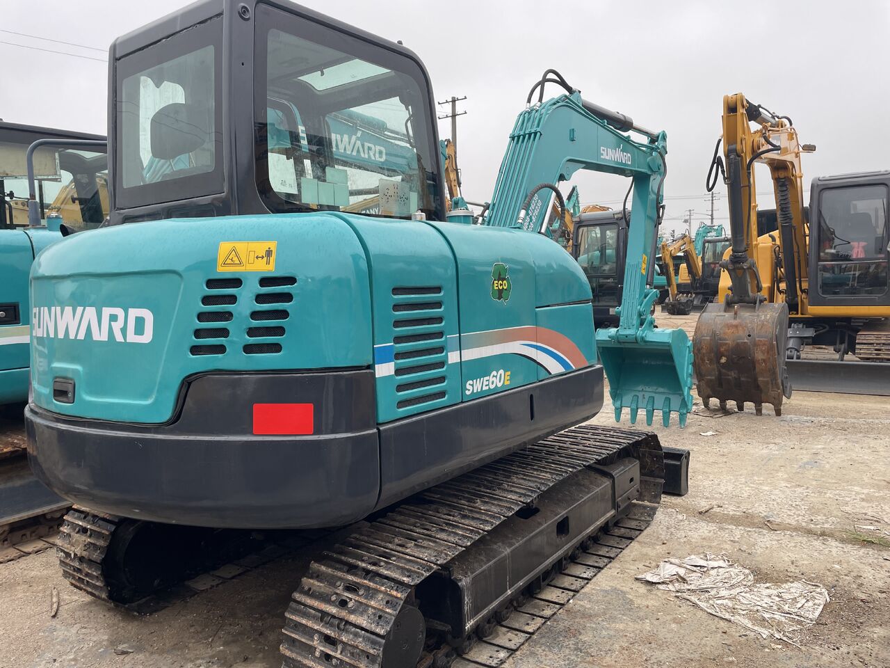 2023 Sunward SWE60E mini excavator, rear three-quarter view 2023 Sunward SWE60E mini excavator, rear three-quarter view