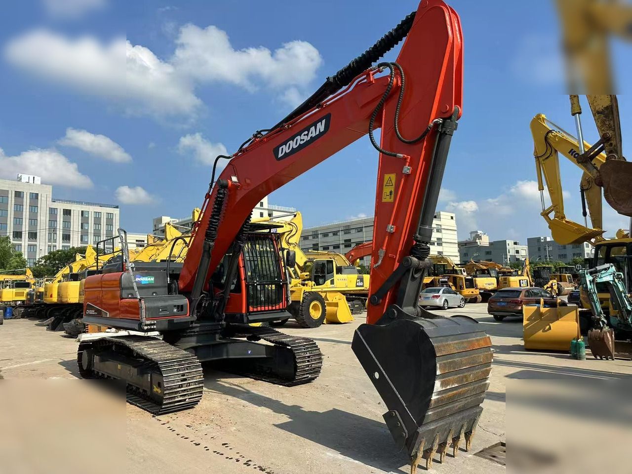 2020 Doosan DX225LCA crawler excavator, front three-quarter view 2020 Doosan DX225LCA crawler excavator, front three-quarter view