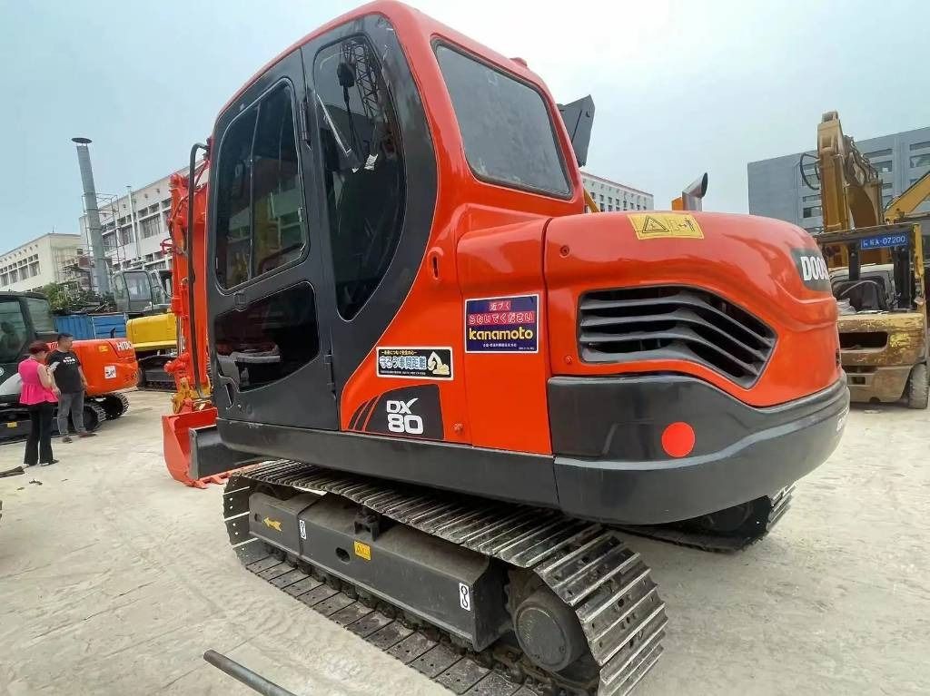 2023 Doosan DX80 mini excavator, rear three-quarter view 2023 Doosan DX80 mini excavator, rear three-quarter view