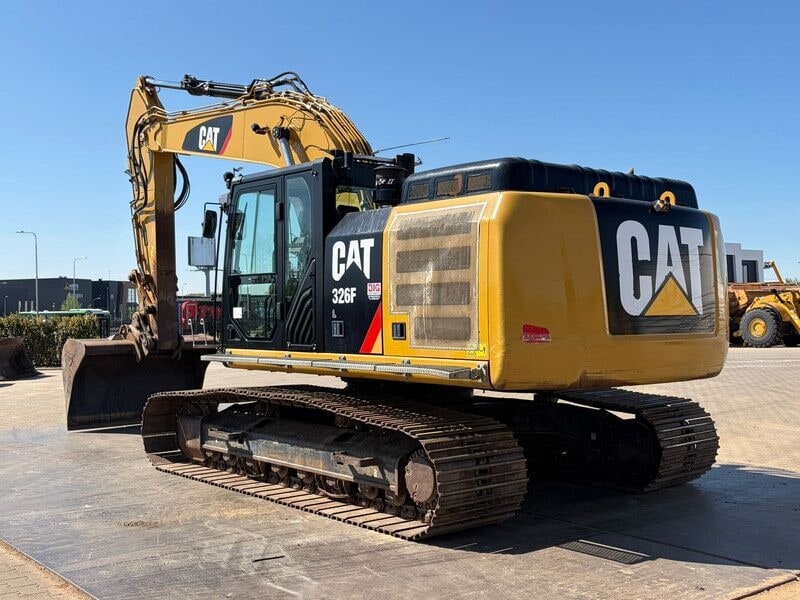 2019 Caterpillar 326F crawler excavator, rear three-quarter view 2019 Caterpillar 326F crawler excavator, rear three-quarter view