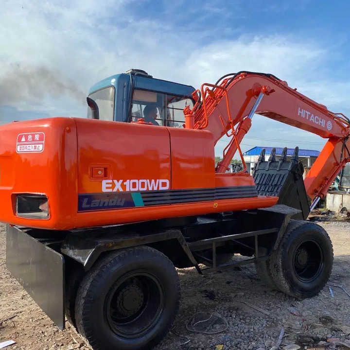 2022 Hitachi EX100WD wheel excavator, rear three-quarter view