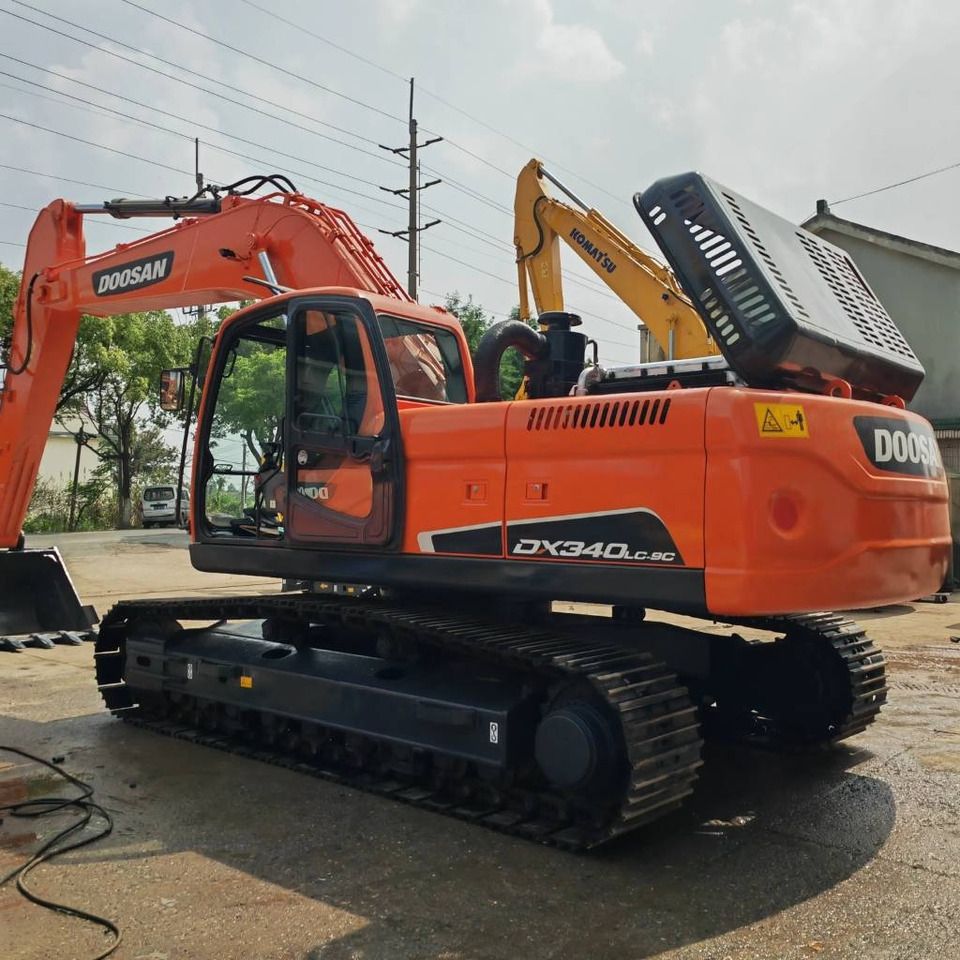 2024 Doosan DX340LC-9C crawler excavator, rear three-quarter view