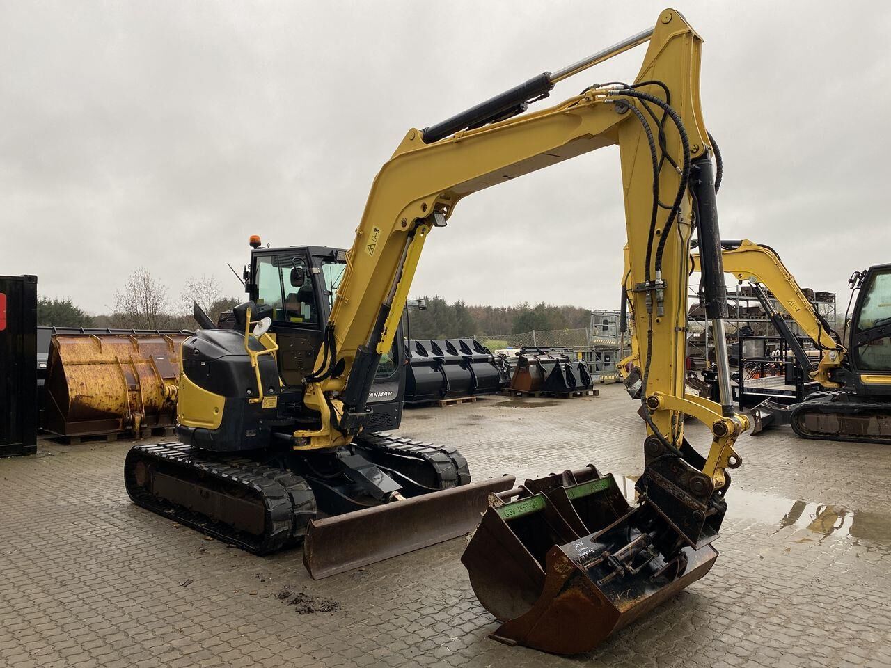 2017 Yanmar VIO80-1A mini excavator, front three-quarter view