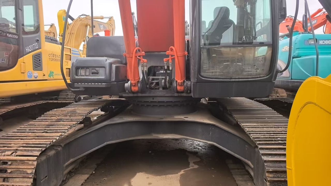 2015 Hitachi ZX240 crawler excavator, front view of cab and boom base