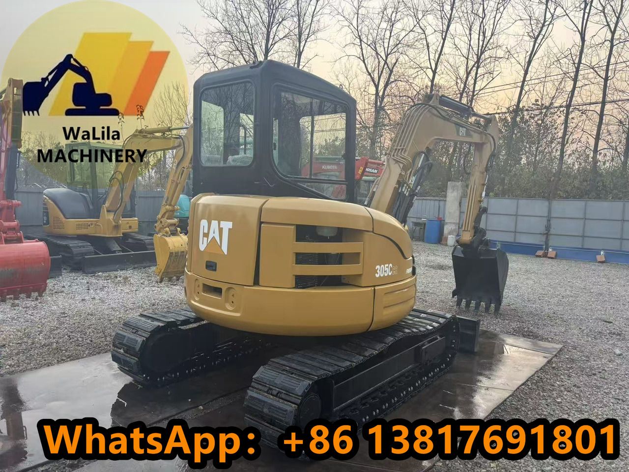 2023 Caterpillar 305CCR mini excavator, rear three-quarter view