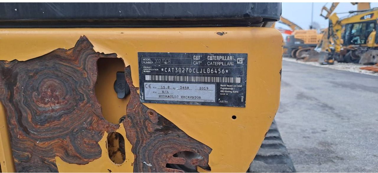 2019 Caterpillar 302.7DCR excavator identification plate