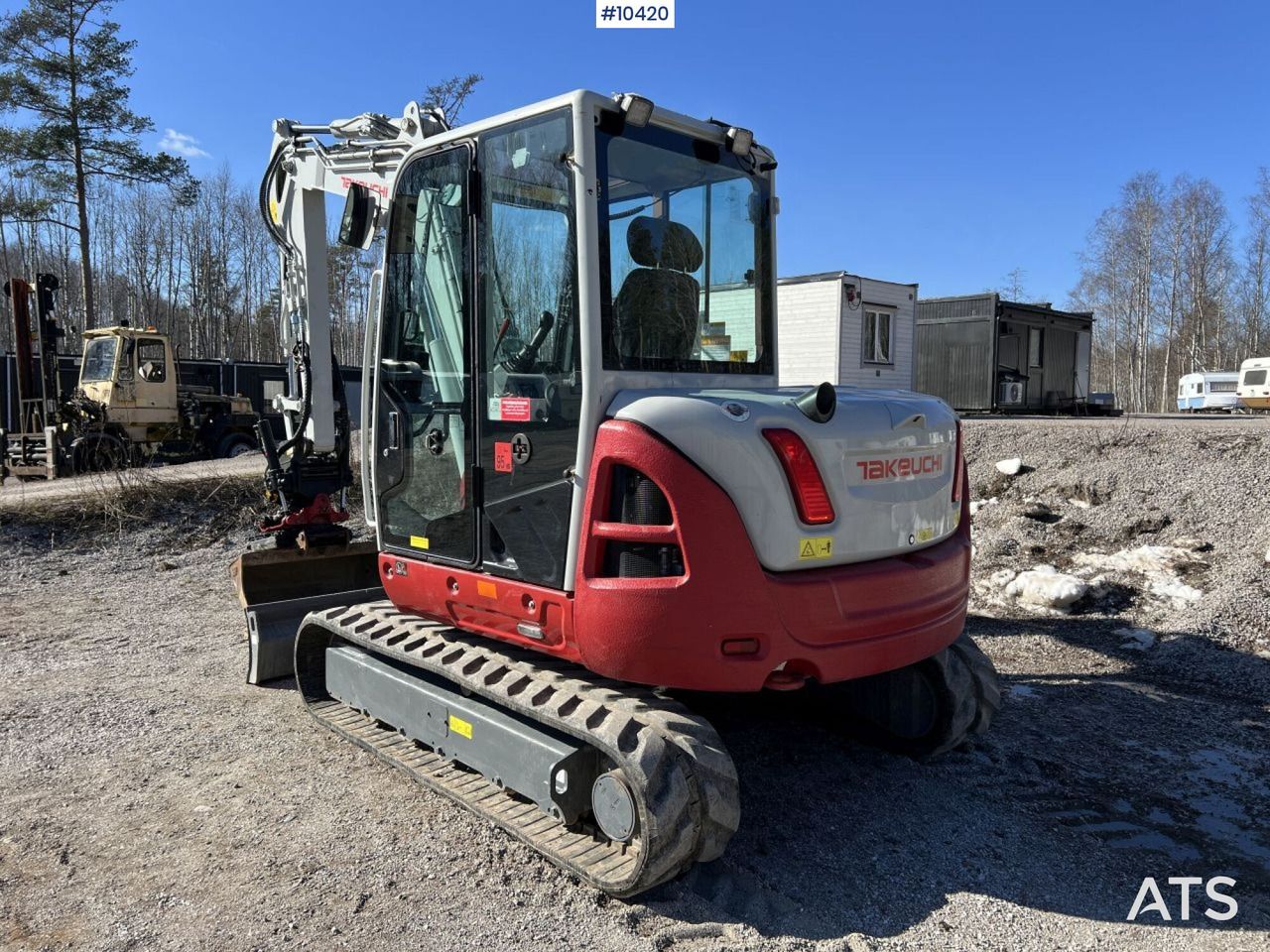 2021 Takeuchi TB370 crawler excavator, rear three-quarter view