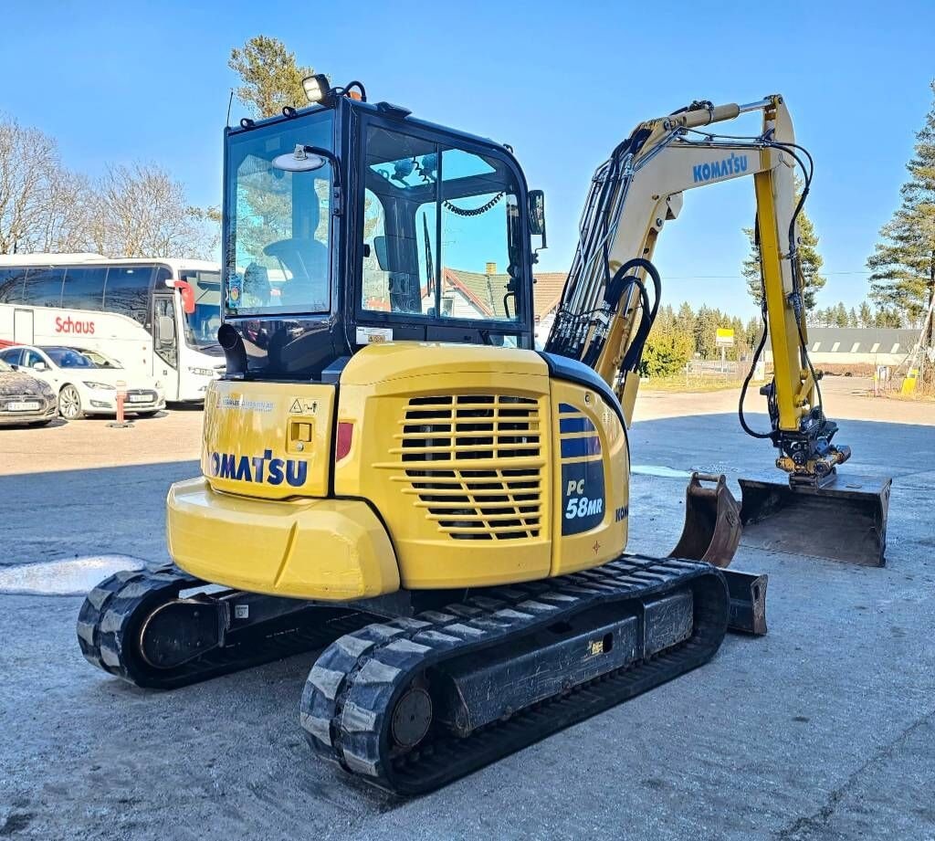 2020 Komatsu PC58MR-5E0 crawler excavator, rear three-quarter view