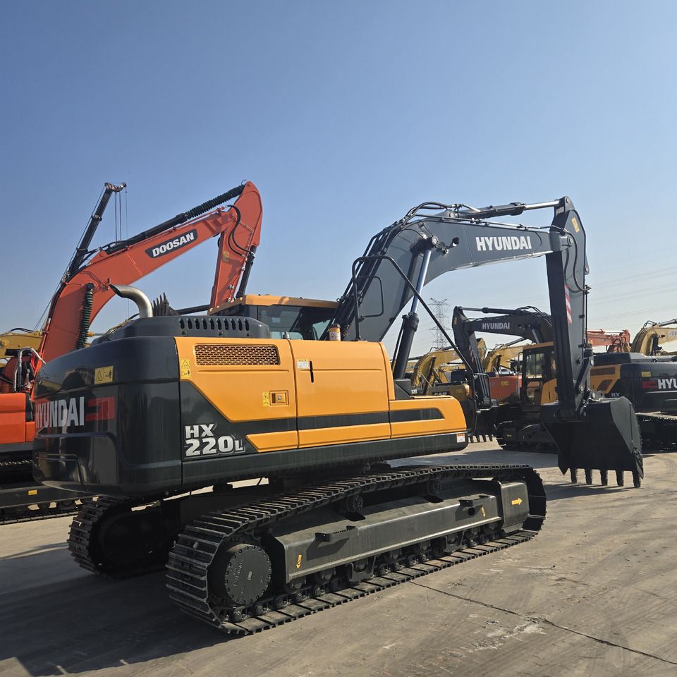 2026 Hyundai HX220L crawler excavator, rear three-quarter view