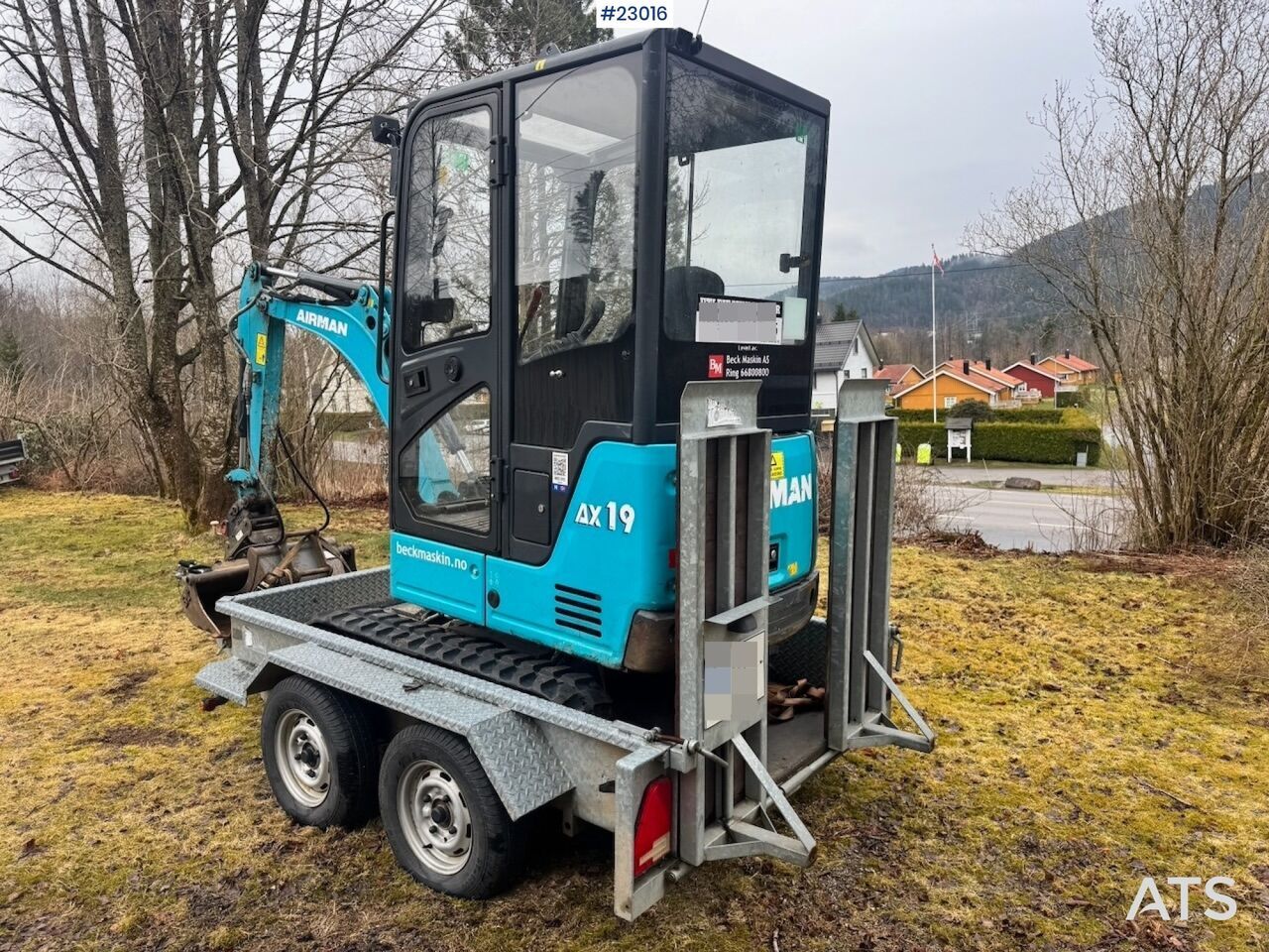 2018 Airman AX19-6A mini excavator, rear three-quarter view on trailer 2018 Airman AX19-6A mini excavator, rear three-quarter view on trailer