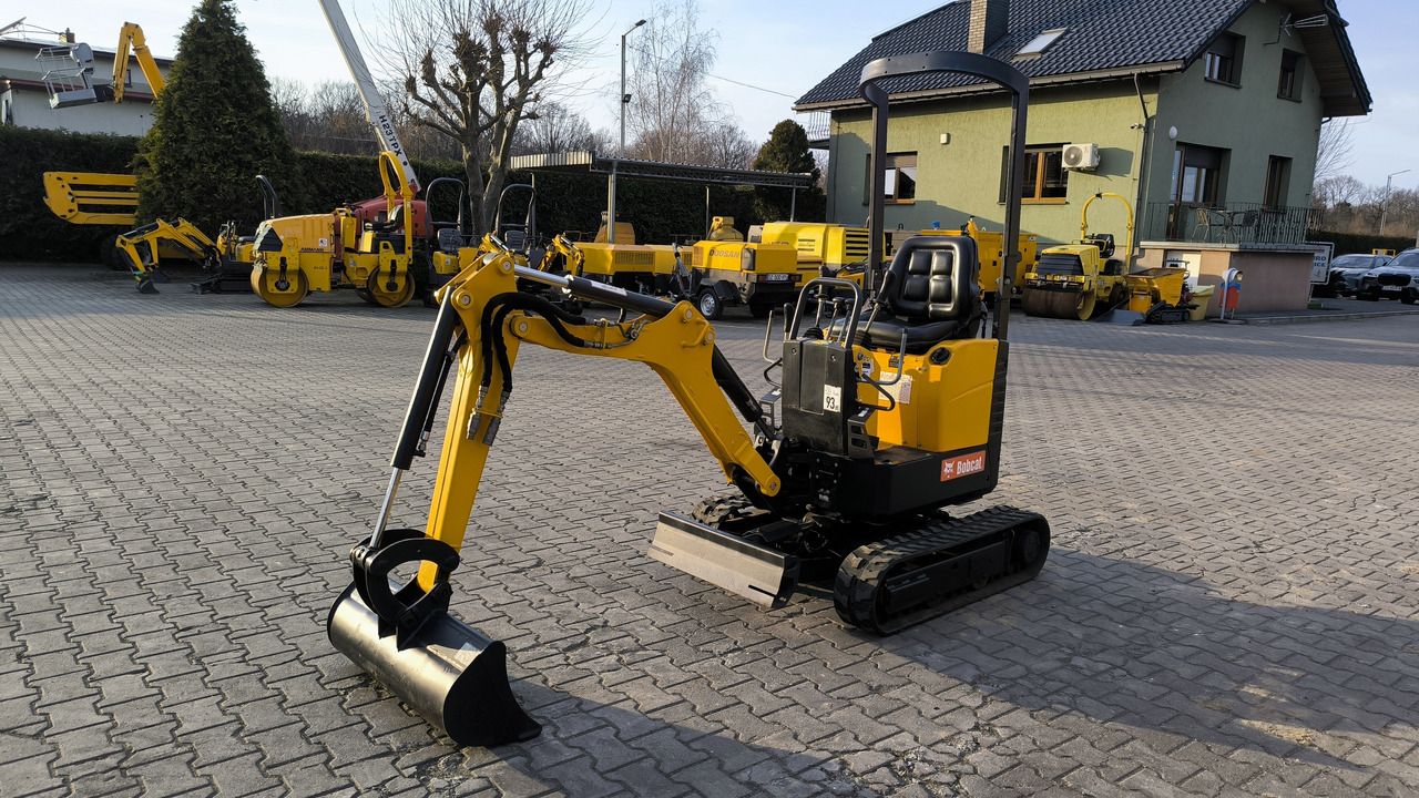 2018 Bobcat E08 AAEM mini excavator, front three-quarter view