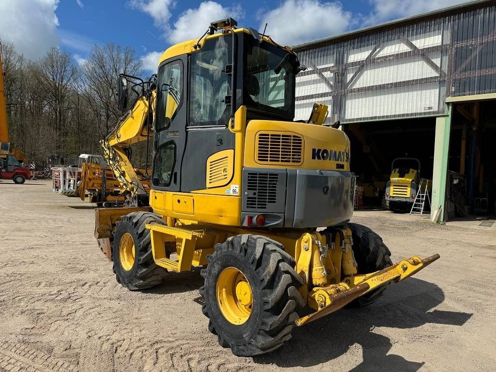 2013 Komatsu PW98MR-8 wheel excavator, rear three-quarter view