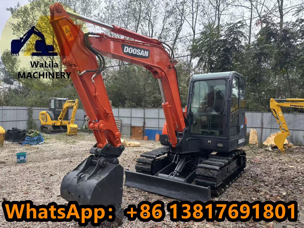 2023 Doosan DH60-7 mini excavator, front three-quarter view