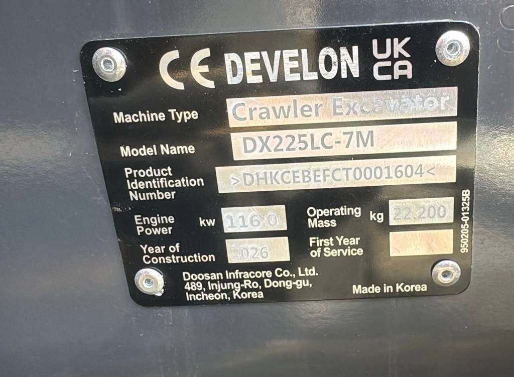New 2026 Doosan DX225LC-7 Crawler Excavator