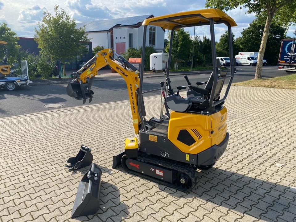 2026 Berger Kraus BK1000JS mini excavator, three-quarter rear view 2026 Berger Kraus BK1000JS mini excavator, three-quarter rear view