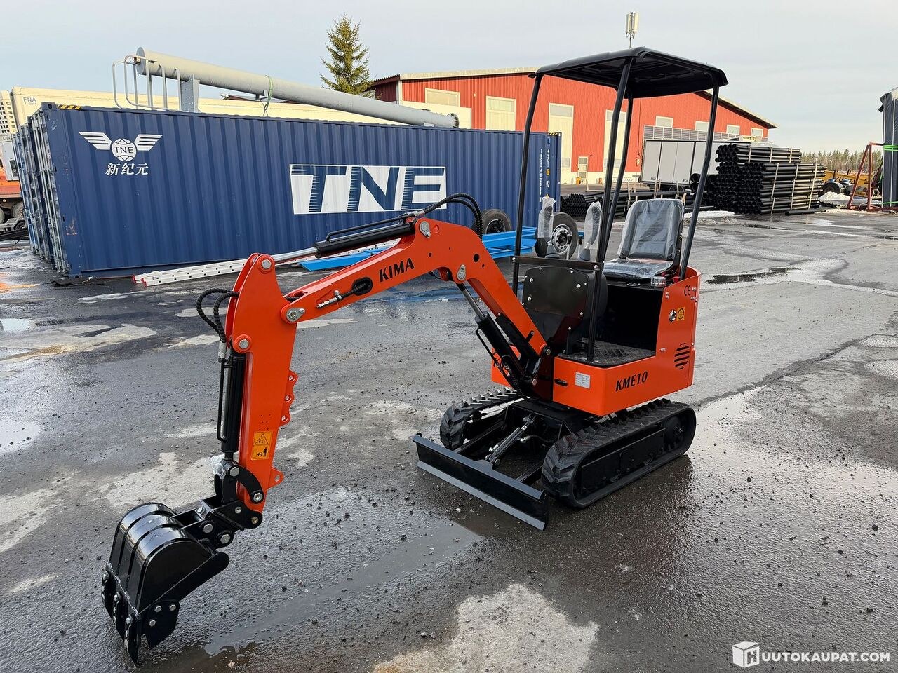 2026 Kima KME10 mini excavator, front three-quarter view 2026 Kima KME10 mini excavator, front three-quarter view