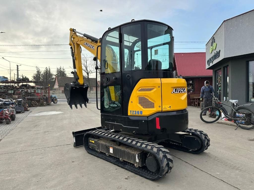 2025 Aipha TZ36U mini excavator, three-quarter front view