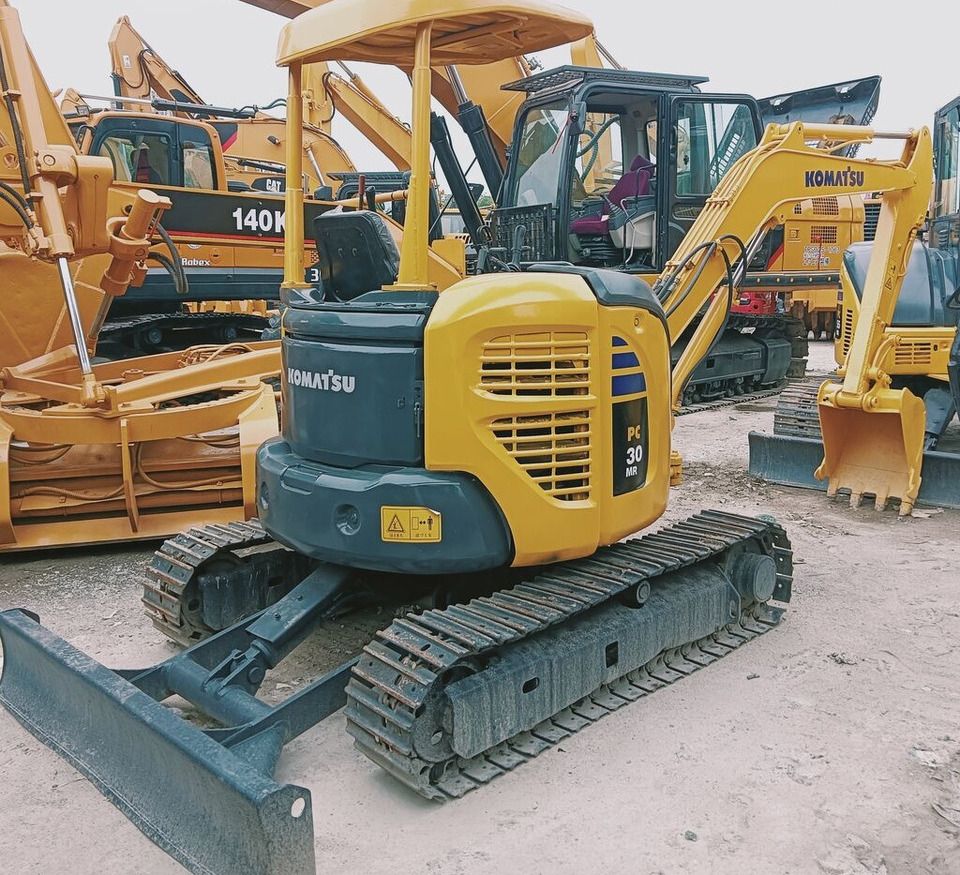 Komatsu PC30MR mini excavator, rear three-quarter view