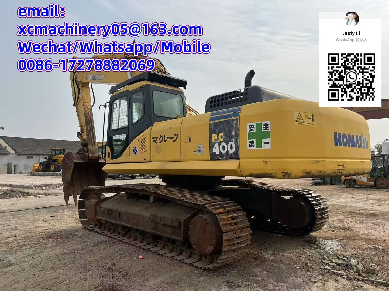 2020 Komatsu PC400 crawler excavator, rear three-quarter view