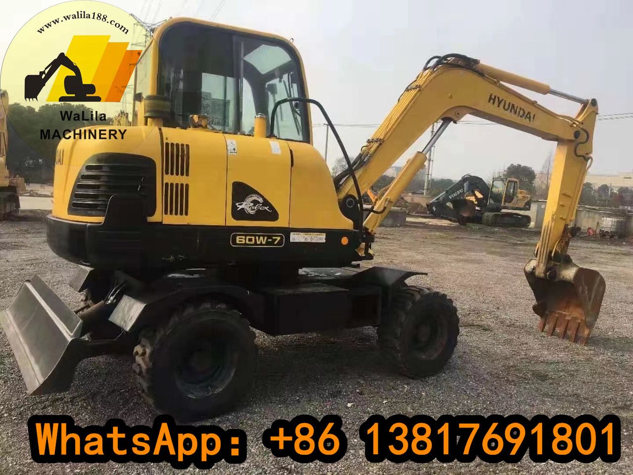 2023 Hyundai R60W-7 mini excavator, rear three-quarter view 2023 Hyundai R60W-7 mini excavator, rear three-quarter view