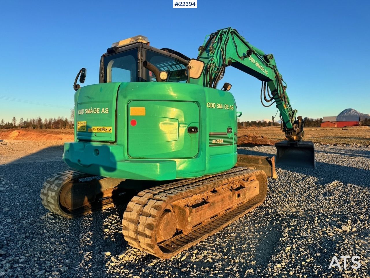 2016 Kobelco SK75SR-3E crawler excavator, rear three-quarter view