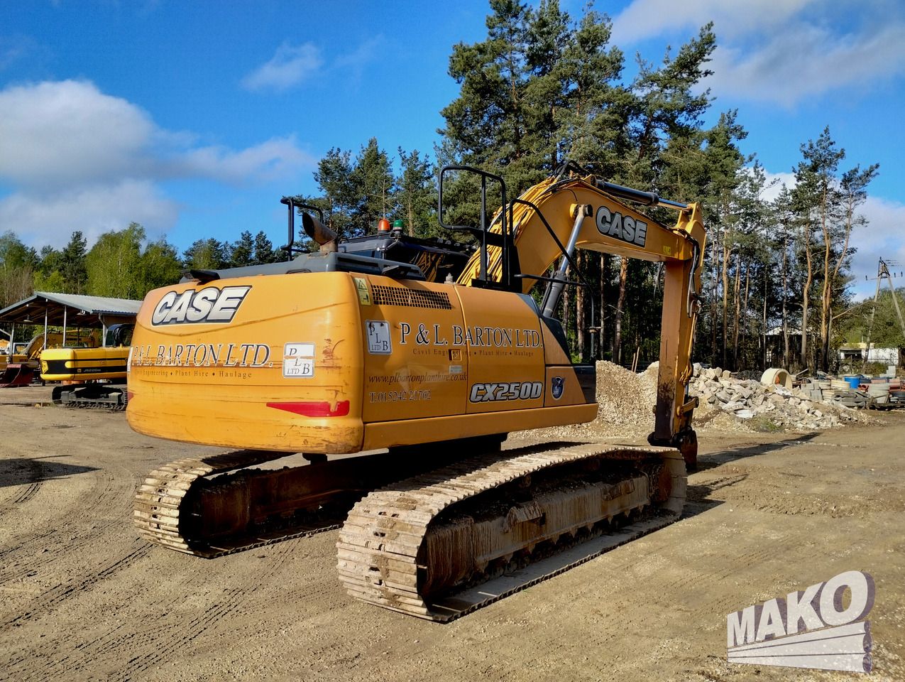 2015 CASE CX250D crawler excavator, rear three-quarter view
