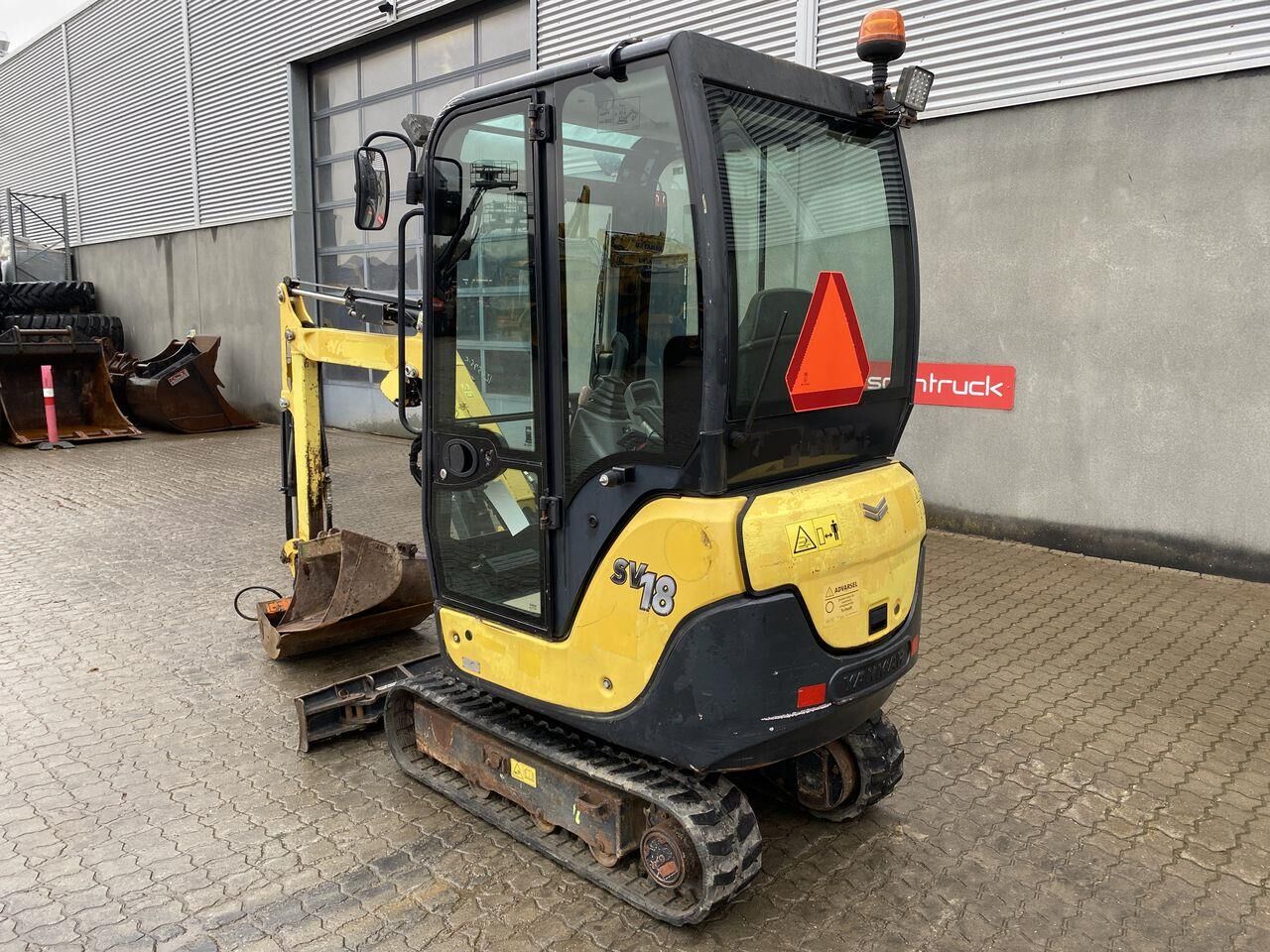 2017 Yanmar SV18 mini excavator, rear three-quarter view