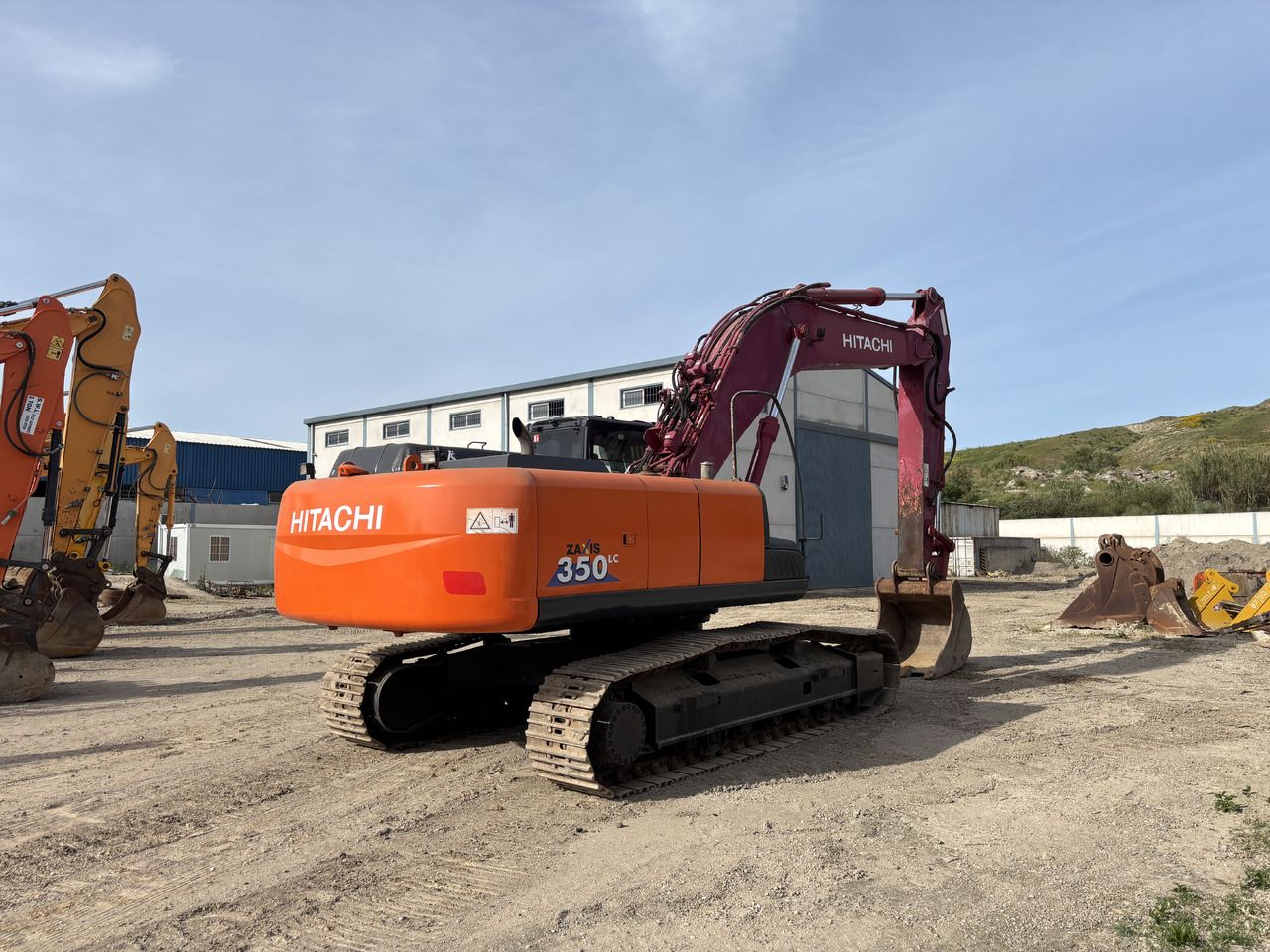 2010 Hitachi Zaxis 350LC crawler excavator, rear three-quarter view