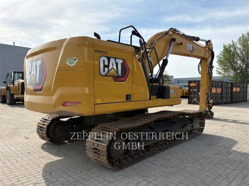 2020 Caterpillar 320-07 crawler excavator, rear three-quarter view 2020 Caterpillar 320-07 crawler excavator, rear three-quarter view