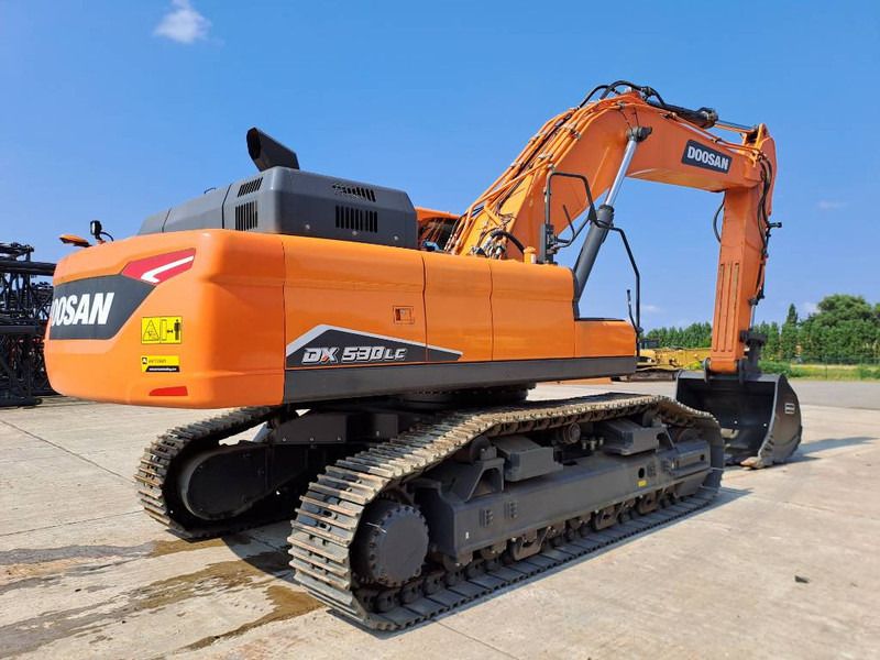 2023 Doosan DX530LC-7M crawler excavator, rear three-quarter view 2023 Doosan DX530LC-7M crawler excavator, rear three-quarter view