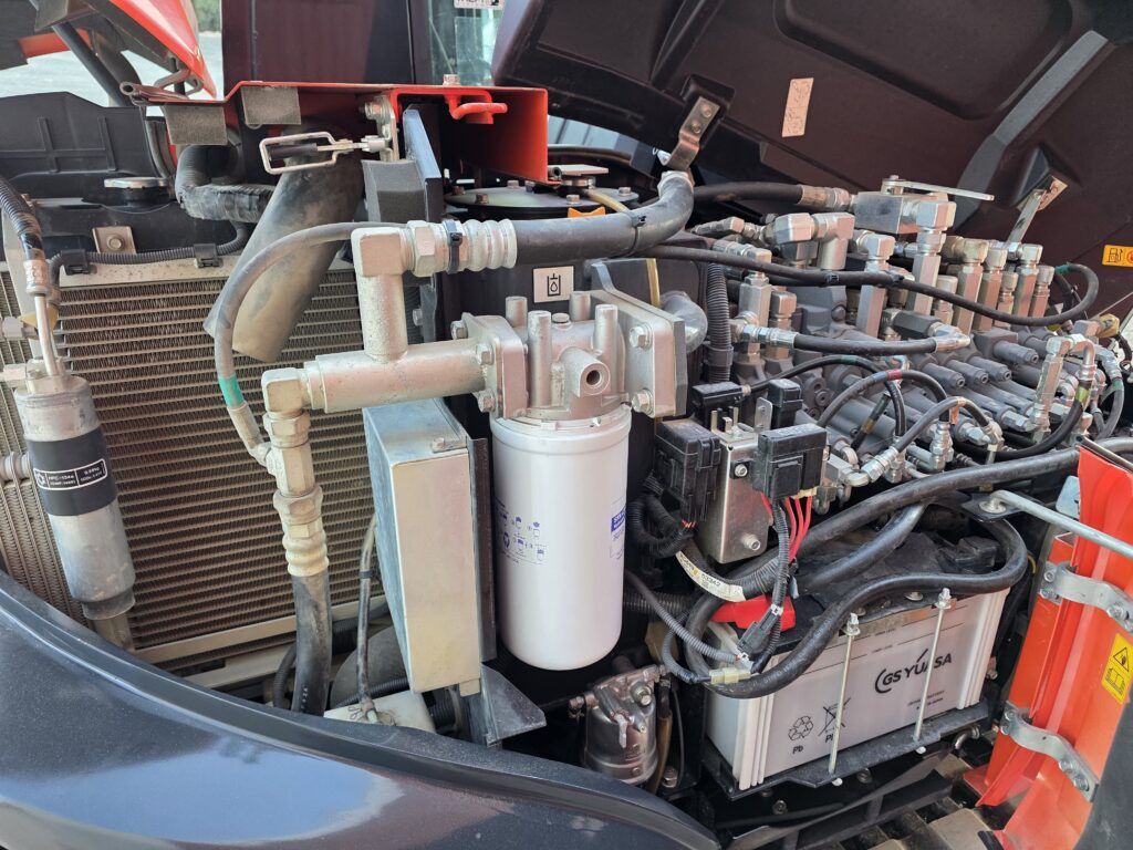 2021 Kubota KX080-4A2 mini excavator engine compartment view