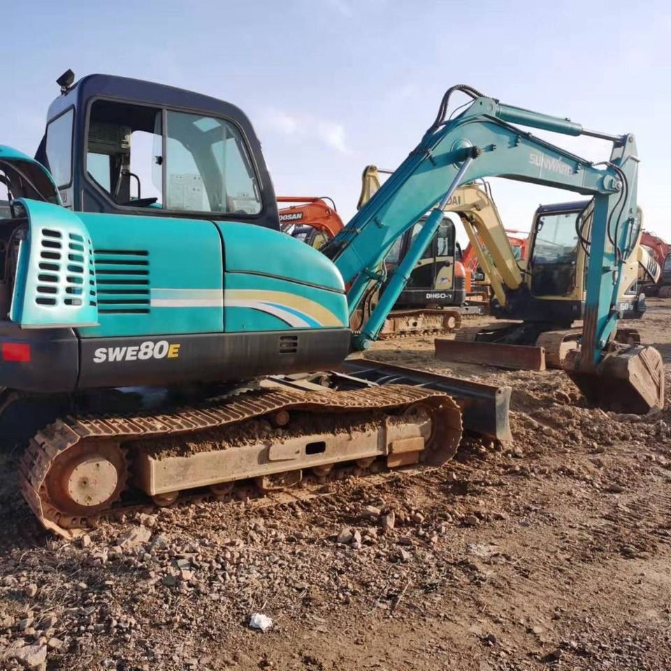 2024 Sunward SWE80E mini excavator, rear three-quarter view