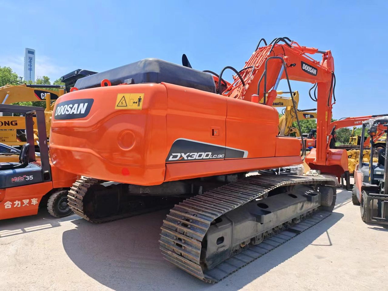 2020 Doosan DX300LC-9C crawler excavator, rear three-quarter view