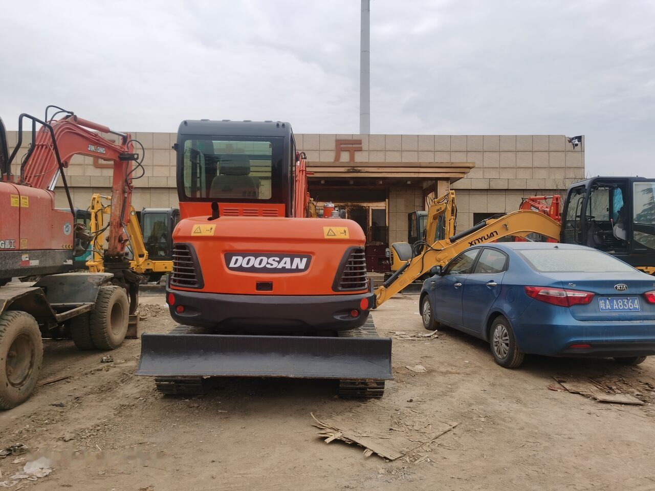 Doosan DX60 crawler excavator, rear view Doosan DX60 crawler excavator, rear view