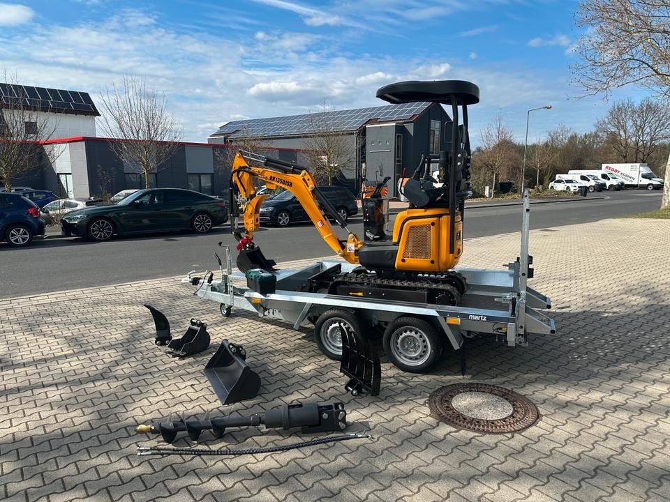 Berger Kraus BK1350JSR mini excavator on trailer