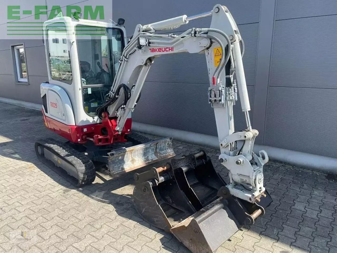 2022 Takeuchi TB225 V4 mini excavator, front three-quarter view