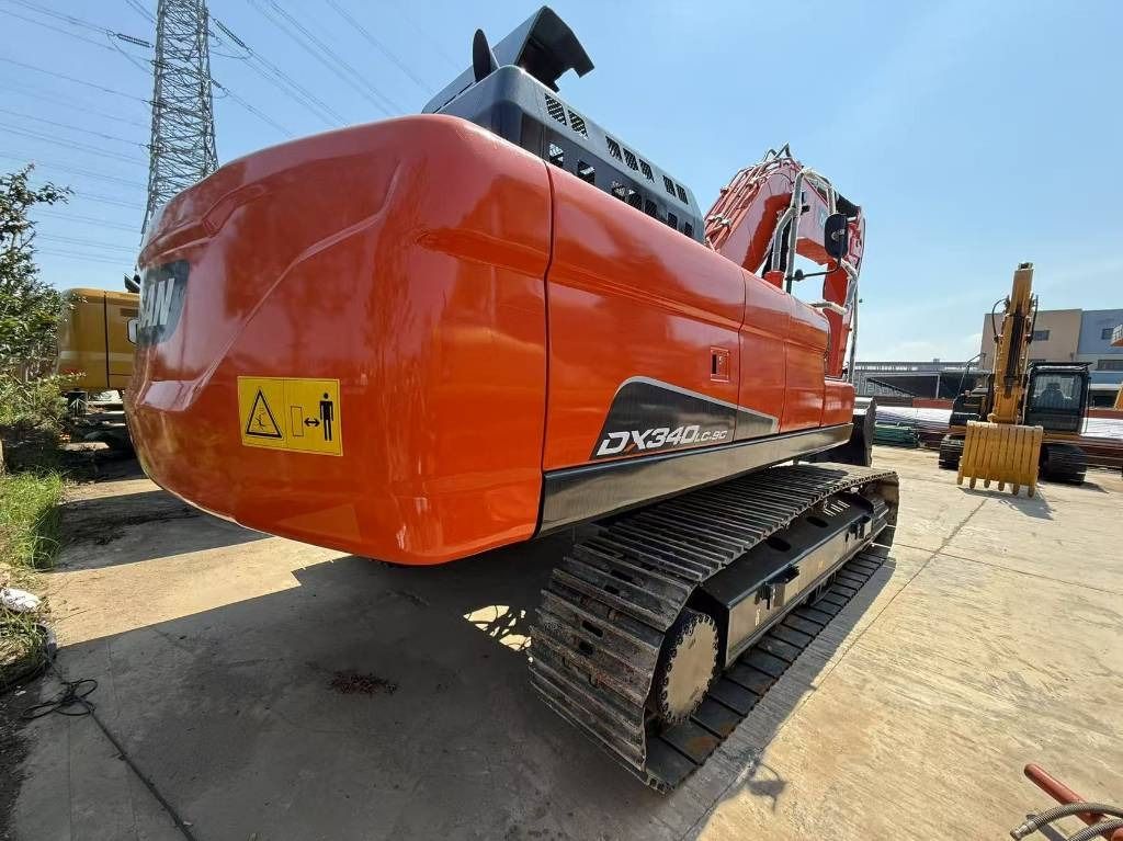 2024 Doosan DX340LC-9C crawler excavator, rear three-quarter view