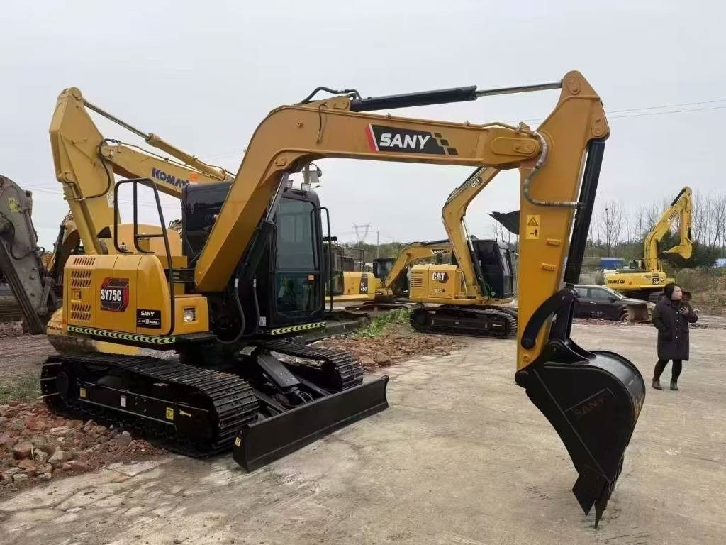 2024 Sany SY75C mini excavator, front three-quarter view