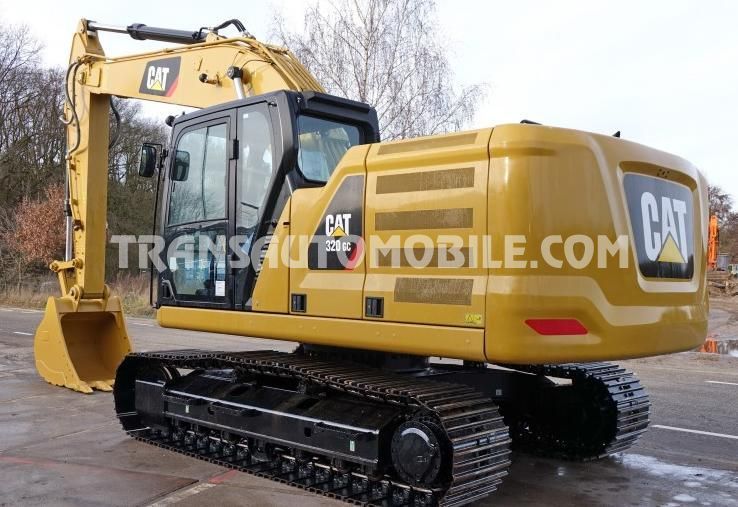 Caterpillar 320GC crawler excavator, rear three-quarter view Caterpillar 320GC crawler excavator, rear three-quarter view