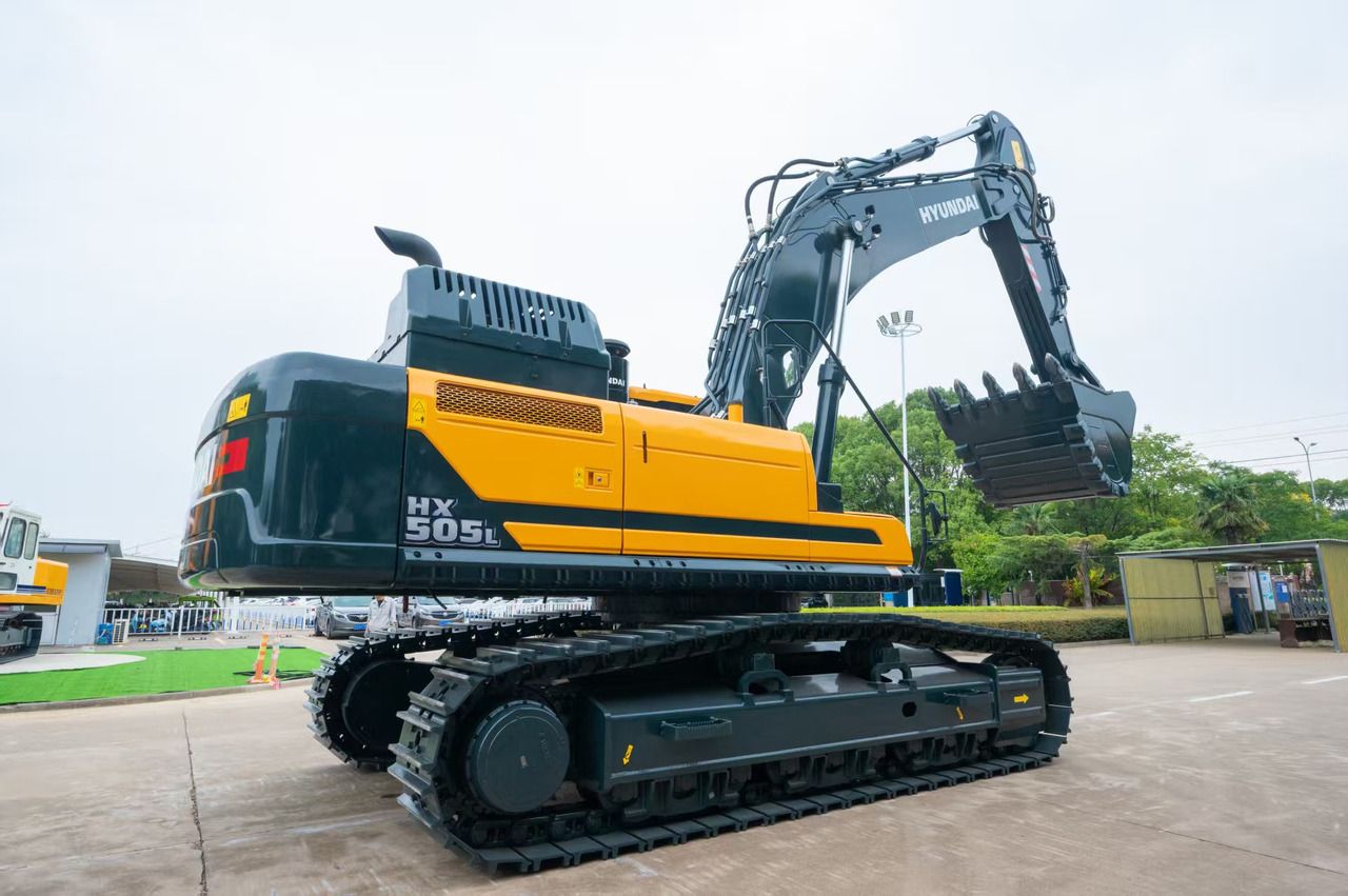 2026 Hyundai HX505L crawler excavator, rear three-quarter view