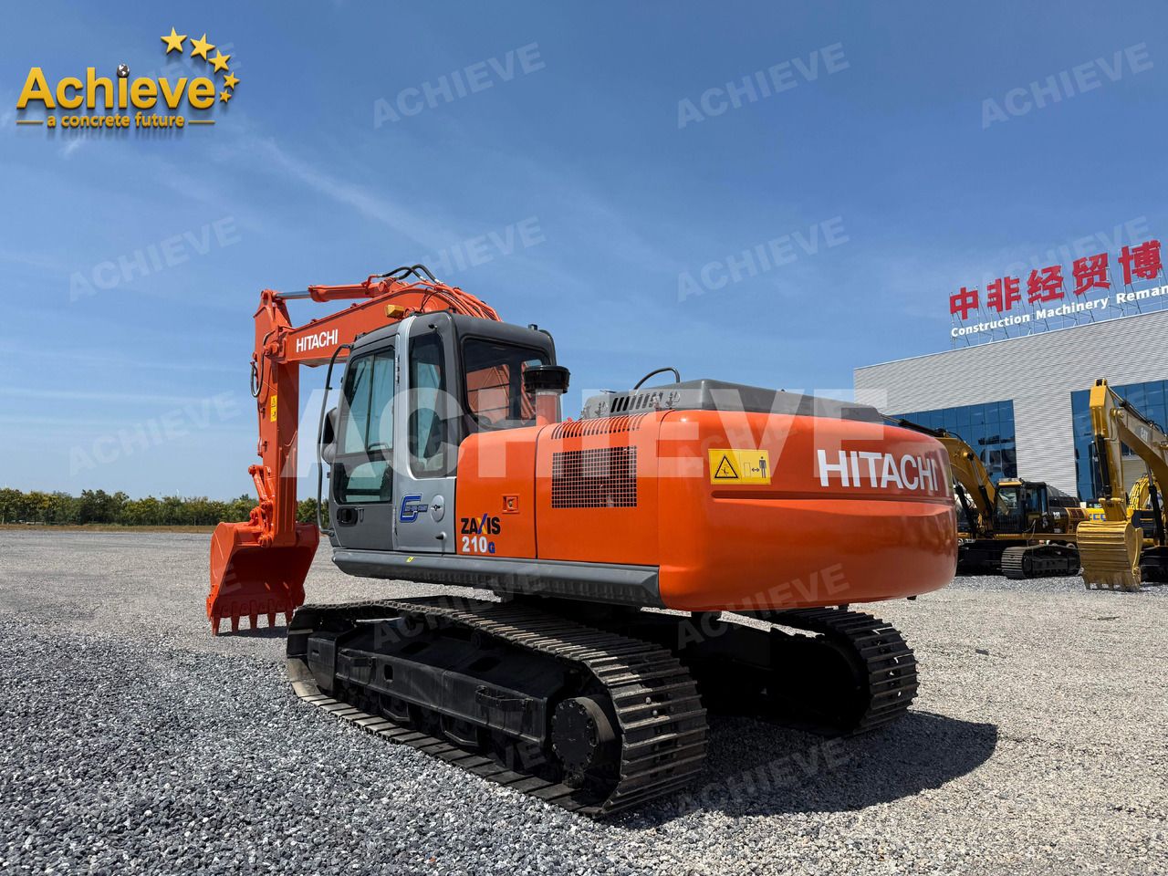 2025 Hitachi Zaxis 210G crawler excavator, rear three-quarter view 2025 Hitachi Zaxis 210G crawler excavator, rear three-quarter view